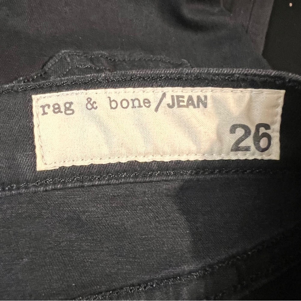 Rag And Bone High Rise Legging Size 26 Black Stretch Denim Made In U.S.A. Dark - Picture 3 of 11